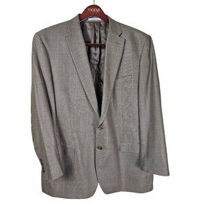 Lauren Ralph Lauren Blazer Mens 48L Houndstooth Silk Wool Sport Coat Jacket